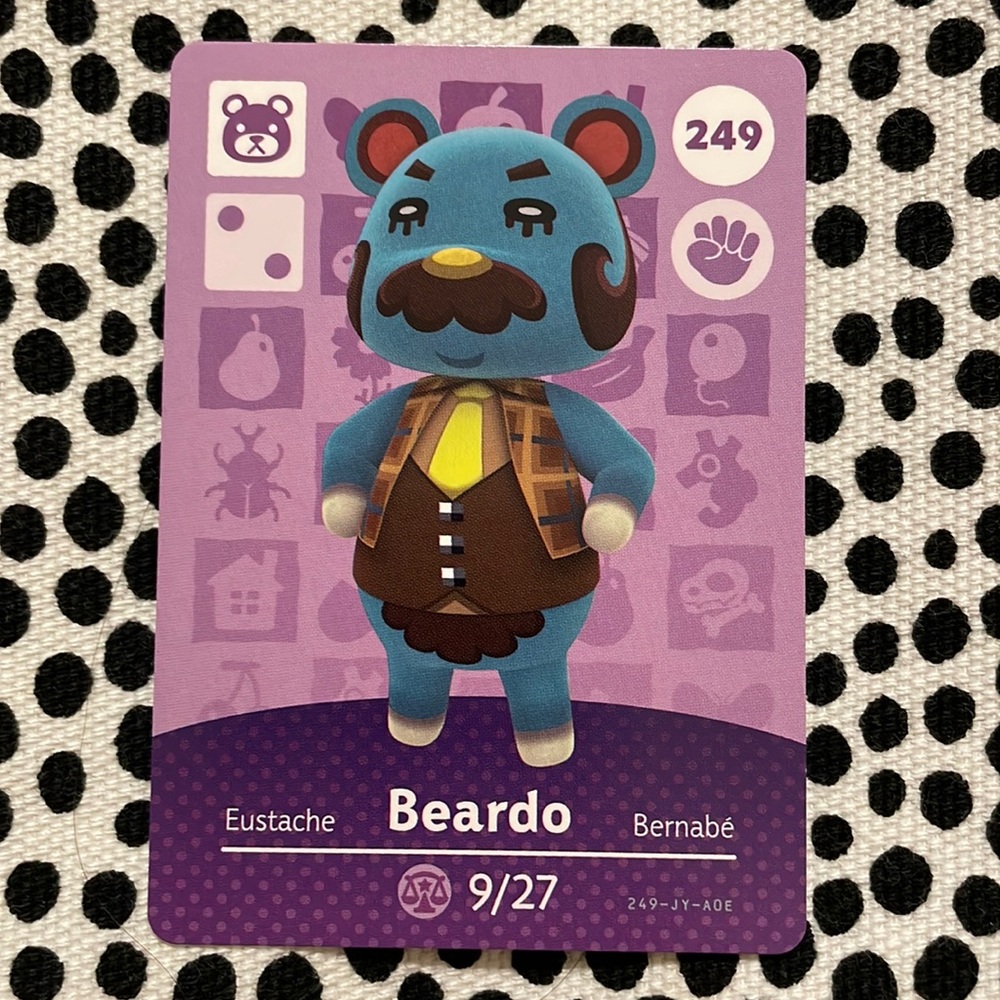 Genuine ACNH Beardo amiibo card